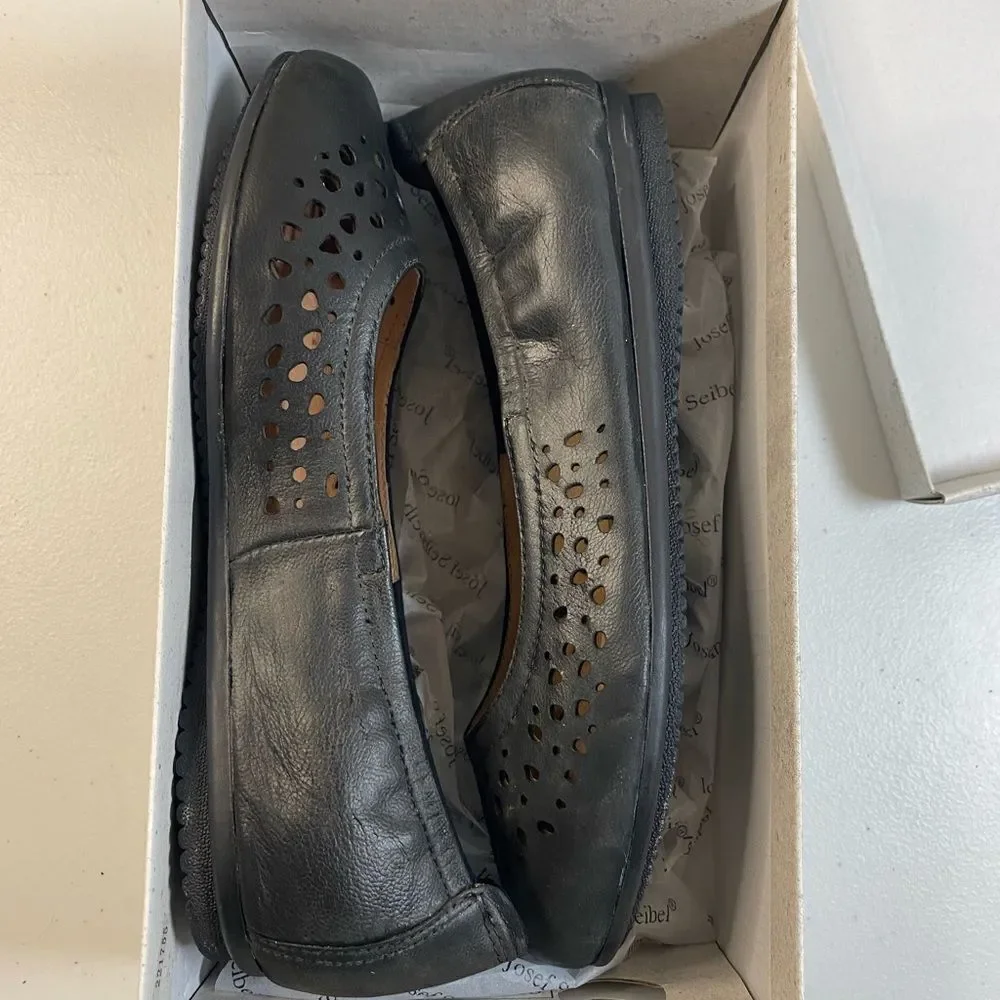NIB Josef Seibel Women’s Pippa 29 Black Leather Ballet Flat - Size 6.5